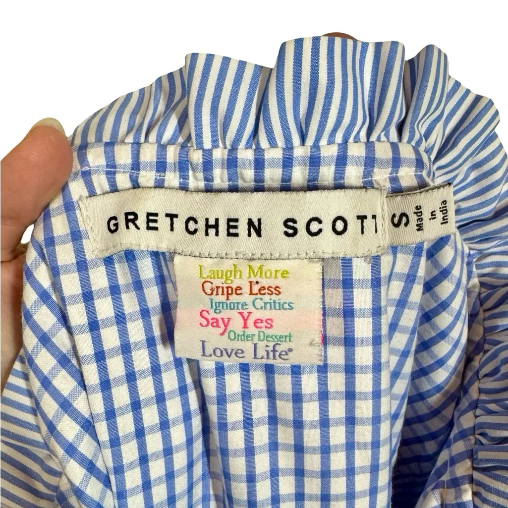 Gretchen Scott Teardrop Ruffle Tiered Midi Dress in Stripe Martine Periwinkle Blue - Image 7