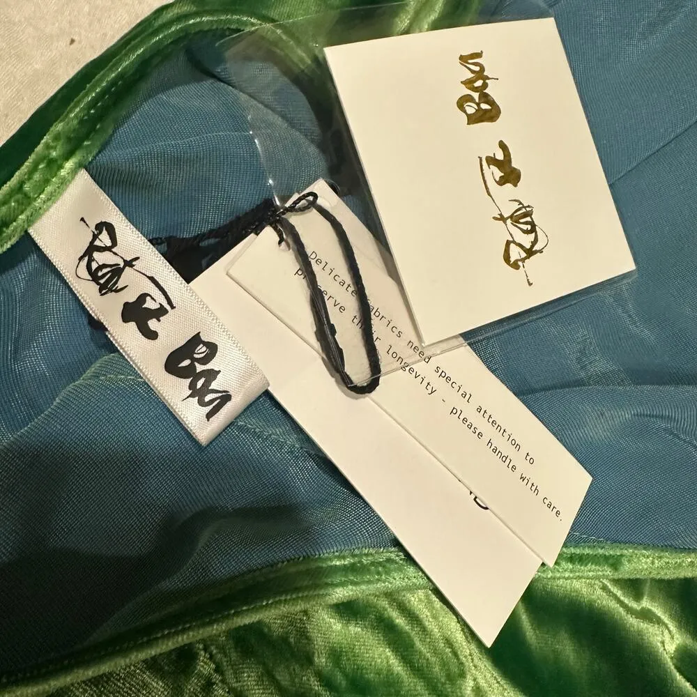 Rat Boa Vaeda Mint Green Velvet Mini Halter Silk Blend Dress Size Small - Image 7