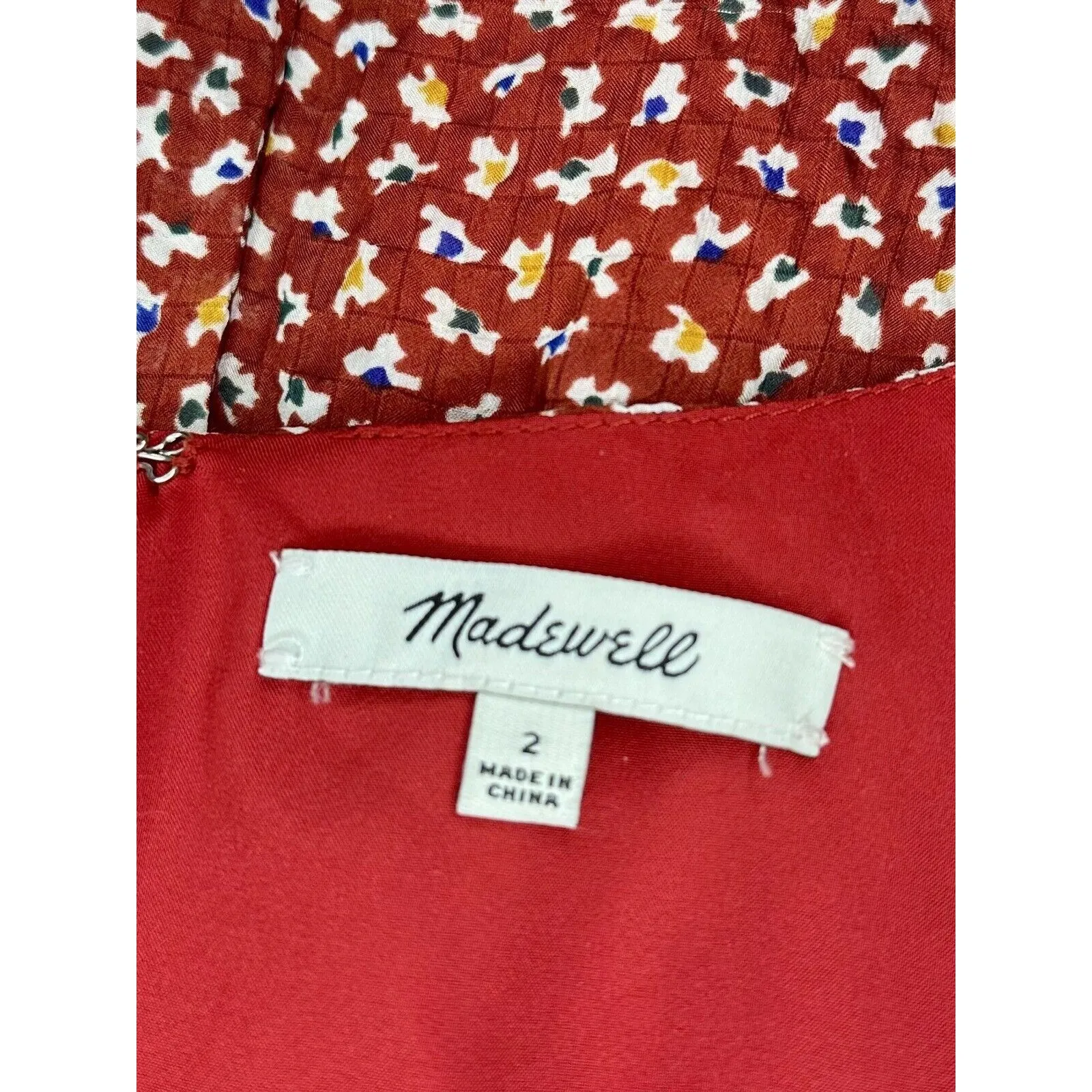 Madewell Starviolet Mini Dress in "Ditsy Flowers" Red Floral V-Neck Size 2 EUC!! - Image 5