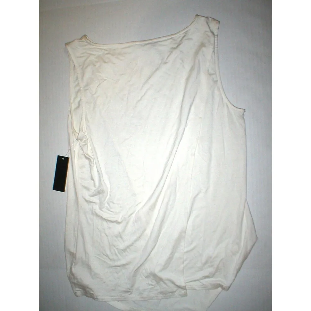 NWT New Designer Josie Natori Top Tank S White Sleeveless Womens Viscose Ecru - Image 4