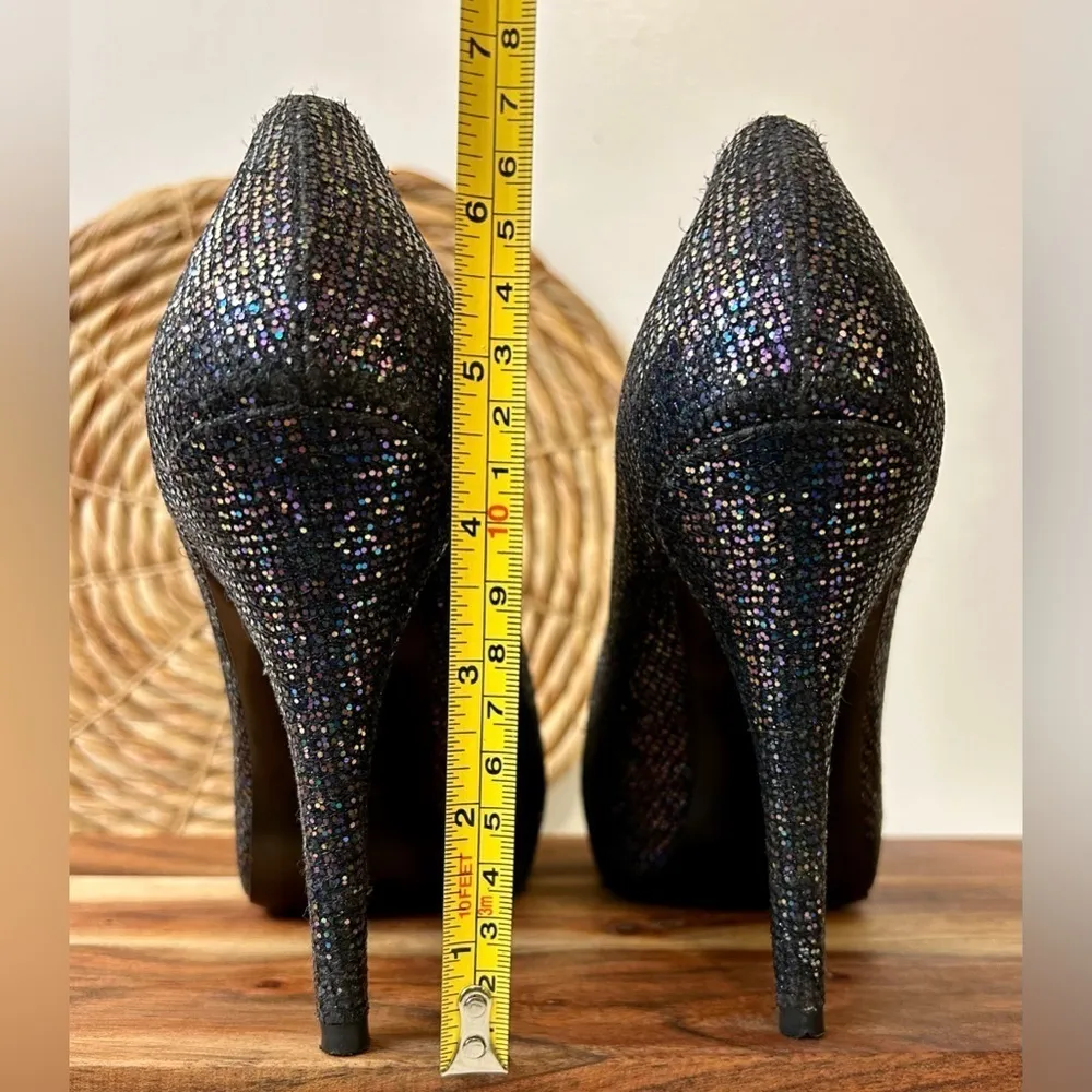 Stuart Weitzman Evabaton Perp Toe Platform Evening Pumps Iris Glitter Size 8.5 - Image 10
