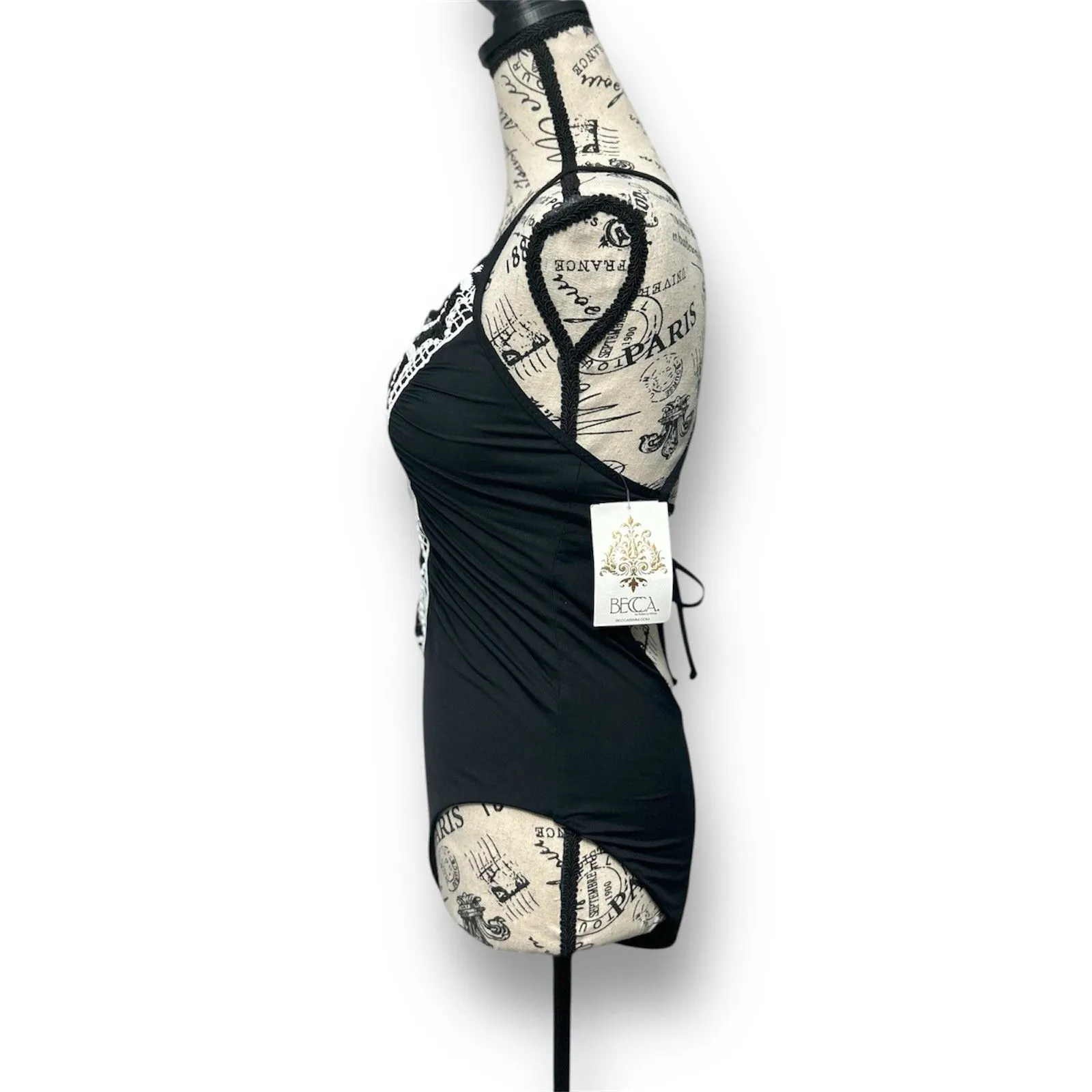 New BECCA by Rebecca Virtue Delilah Clare Plunge One-Piece Black Swimsuit Size L - Image 6