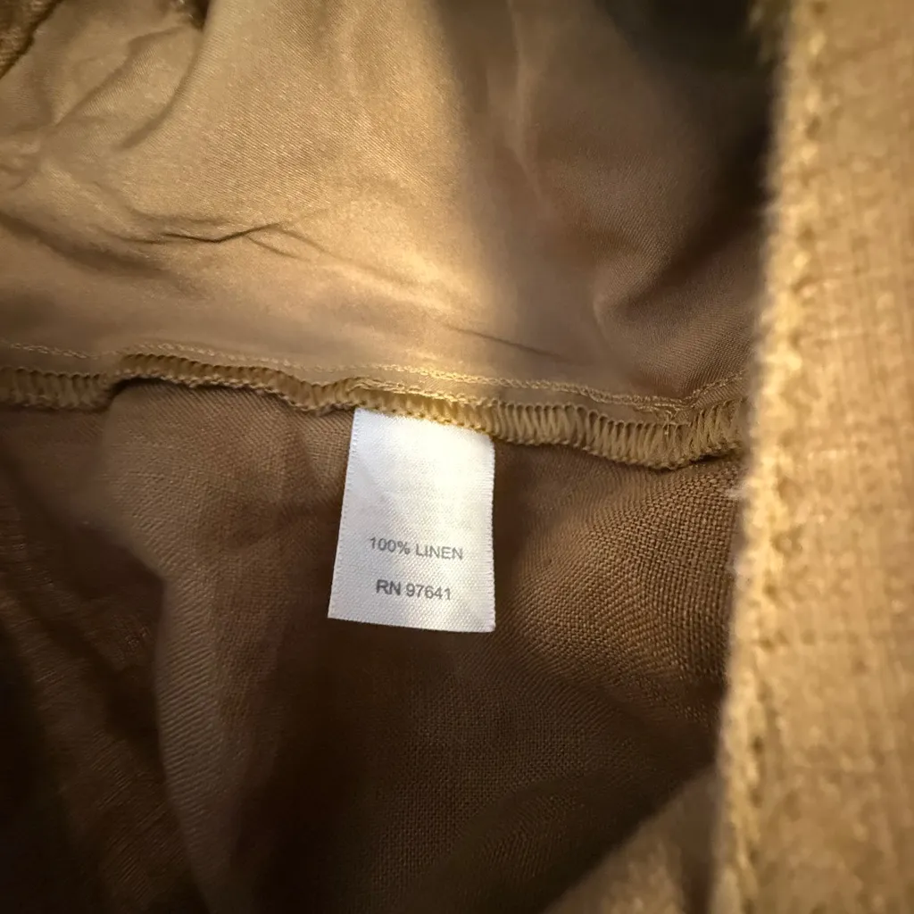 J.JILL BROWN CROPPED WIDE LEG 100% LINEN PANTS, GENUINE FIT AT WAIST, SIZE 12 - Image 7