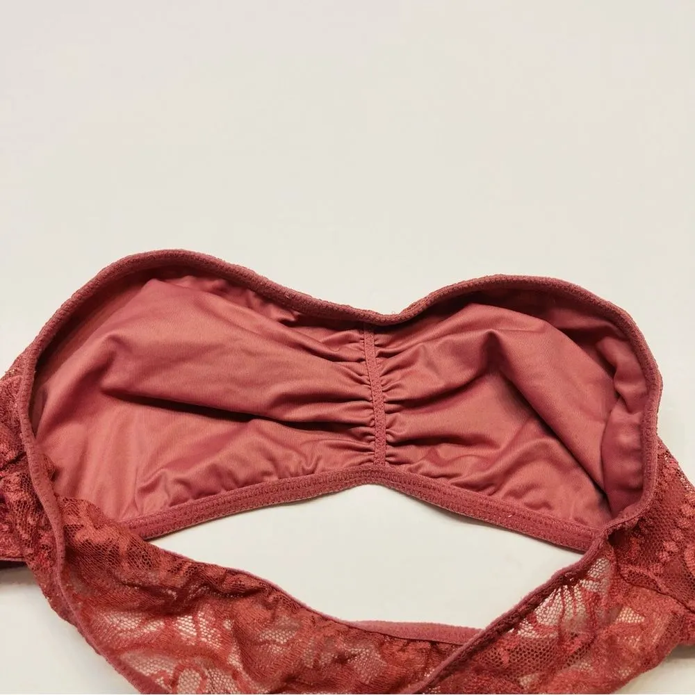 Victoria Secret Strapless Lace Bandeau‎ Bralette Bra Size Medium Dusky Pink - Image 8