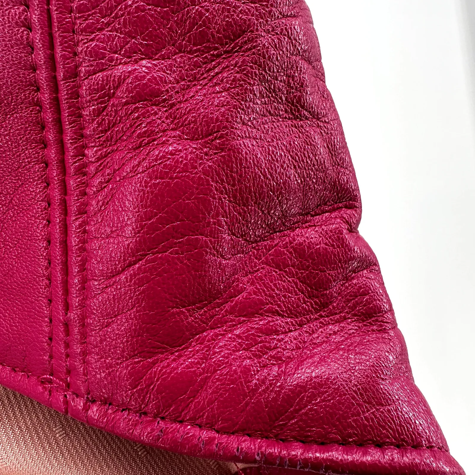 Patricia Wolf Leather Vest Cowgirl Open Cowboy Western Hot Pink Small - Image 4