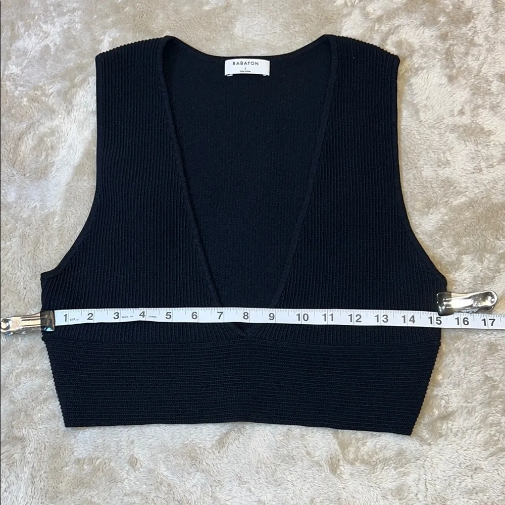 Babaton Black Ribbed Sleeveless Crop Tank‎ - Image 7