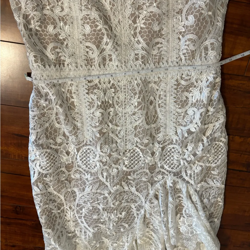 Bronx and Banco bride bridal wedding white boho Tiffany Blanc Dress size medium - Image 14