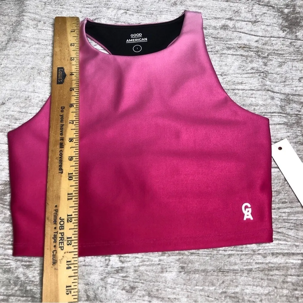 GOOD AMERICAN GA Sports Bra Ombré Pink Racerback size  1  Small Cropped Barbie - Image 8