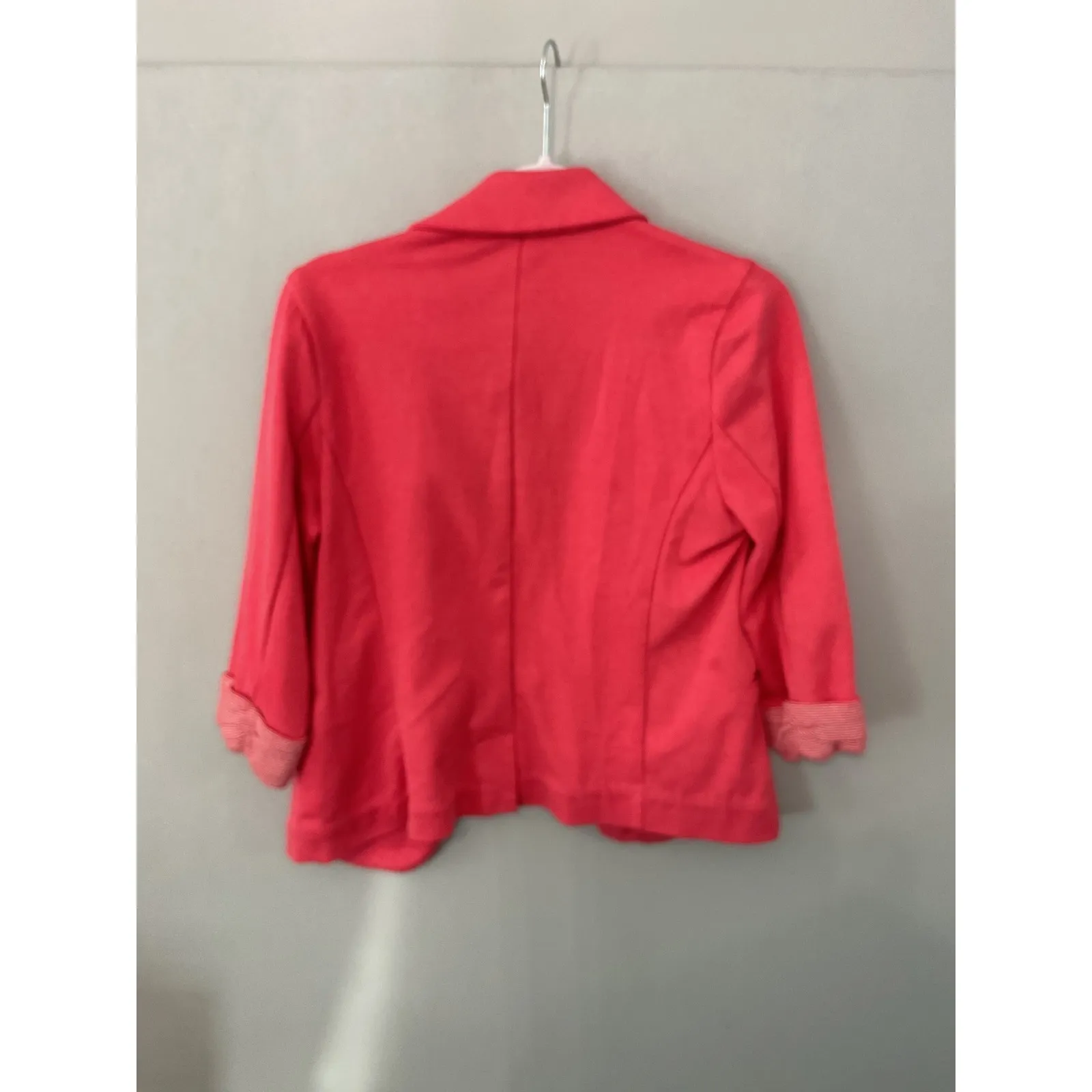 Skies Are Blue Coral Pink Roll Tab Sleeve Blazer Women's Size S - Image 2