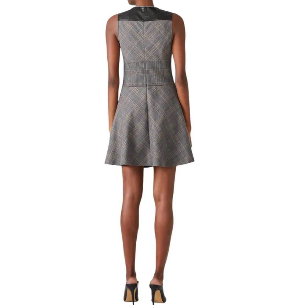 Derek Lam 10 Crosby Grey Plaid Corset Waist Dress size 14 Fit & Flare Sleeveless Gray - Image 2