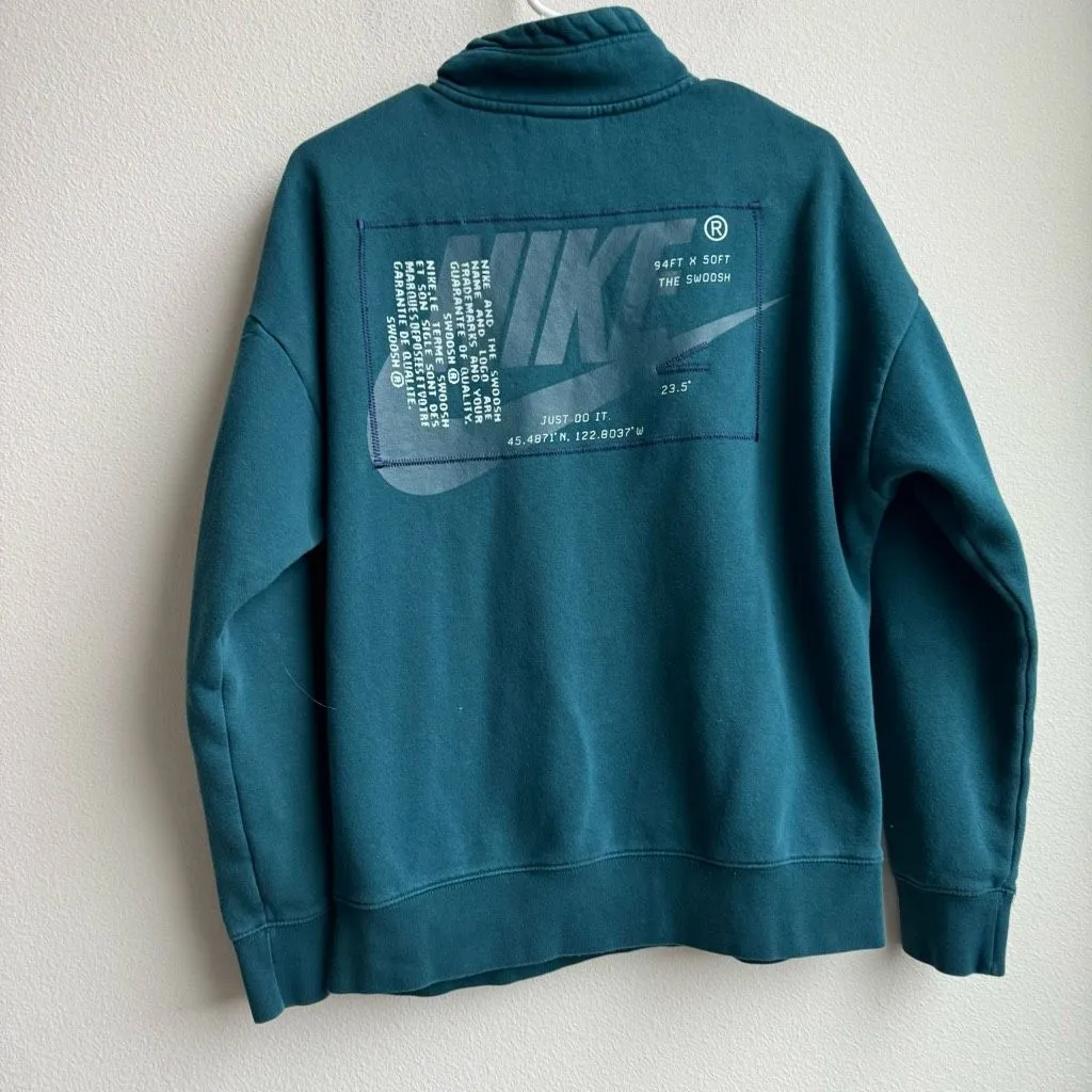 Nike Sportswear 1/4 Zip Relaxed Terry Sweatshirt Size Small CU3560 Teal Blue Coz - Image 6