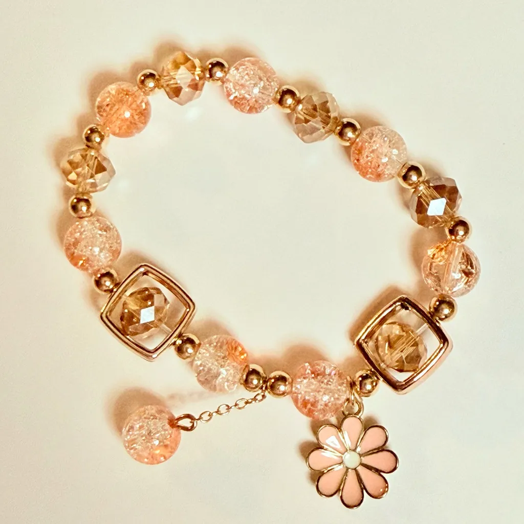 Beaded Bracelet Set with Charms (Set G) Orange - Image 2