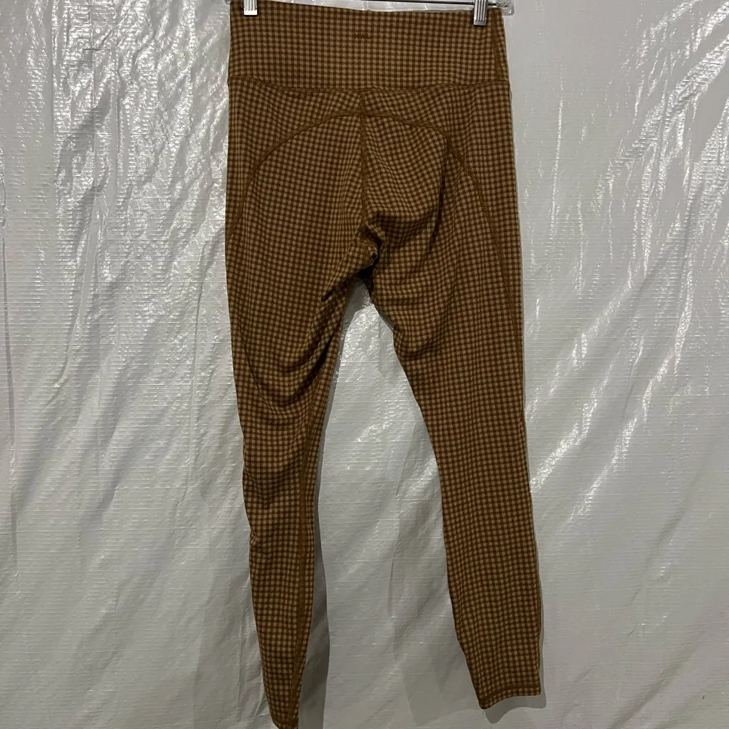 Madewell Tan Check High Rise MWL Flex Leggings Size Medium - Image 4