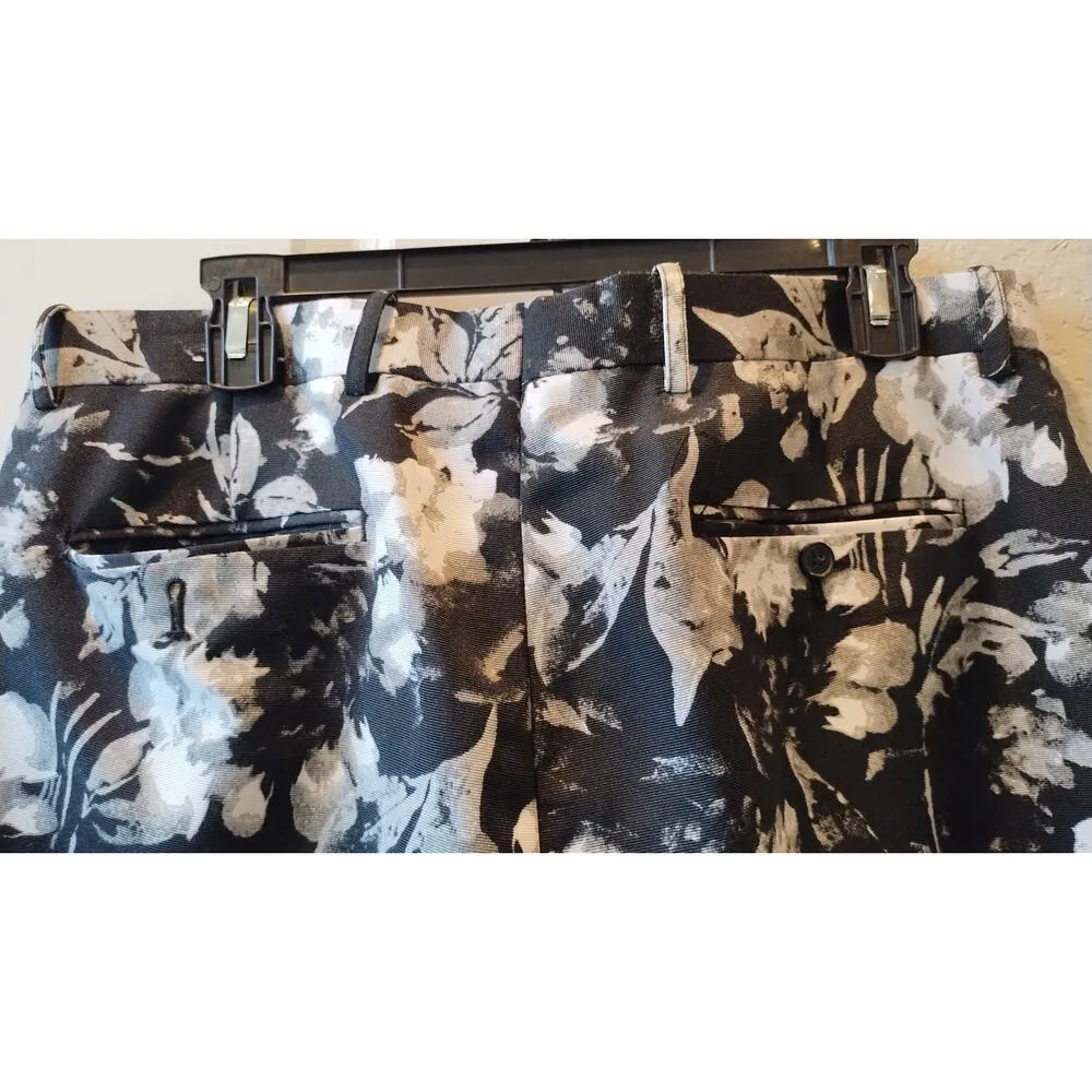 INC International Concepts slim fit Flower Pants black and white SZ 30W/33L - Image 7