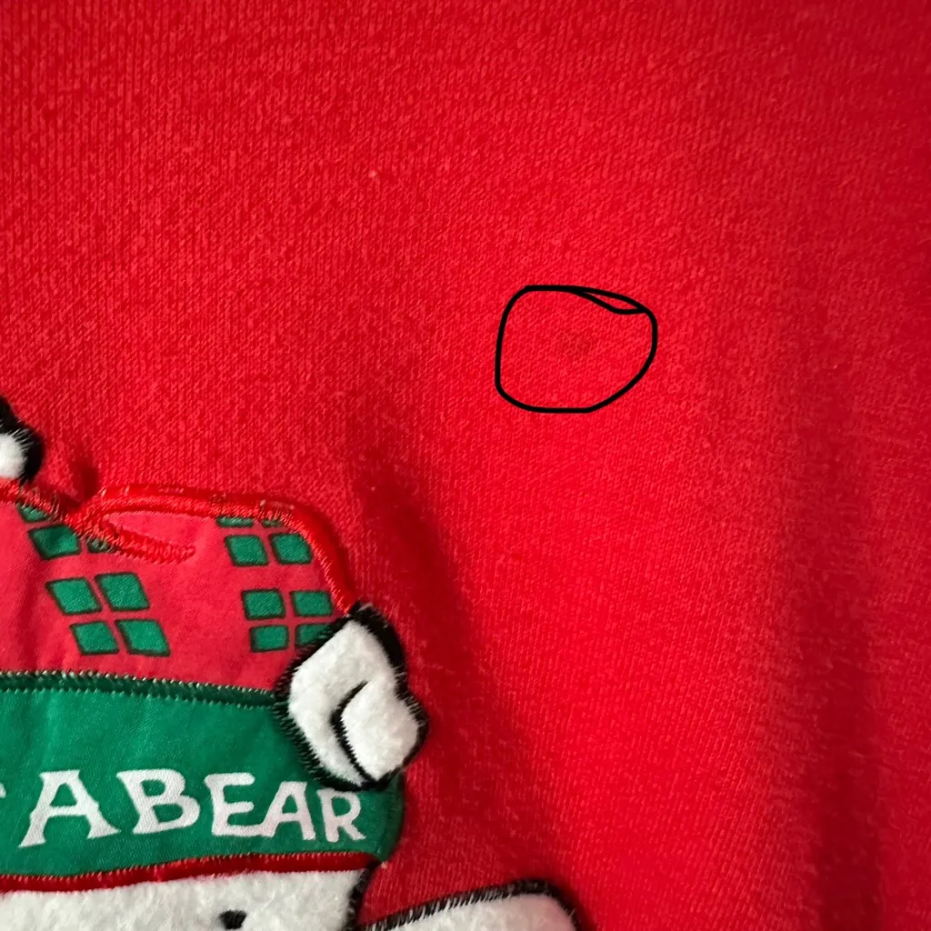 Vintage 90s Santabear Christmas Sweatshirt Red Korea Made Medium Holiday - Image 10