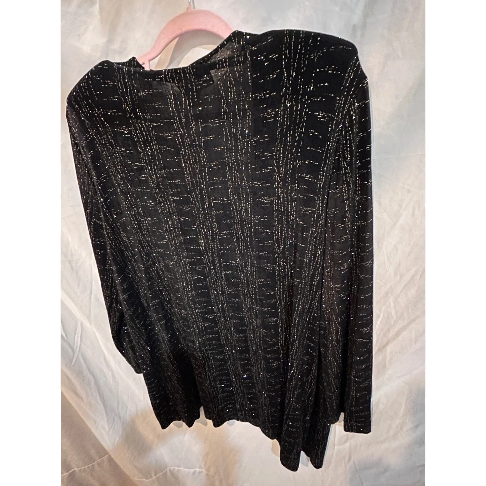 Rate LTD Black Sparkle Mesh Knit Cardigan Jacket Size 16 Vintage - Image 8