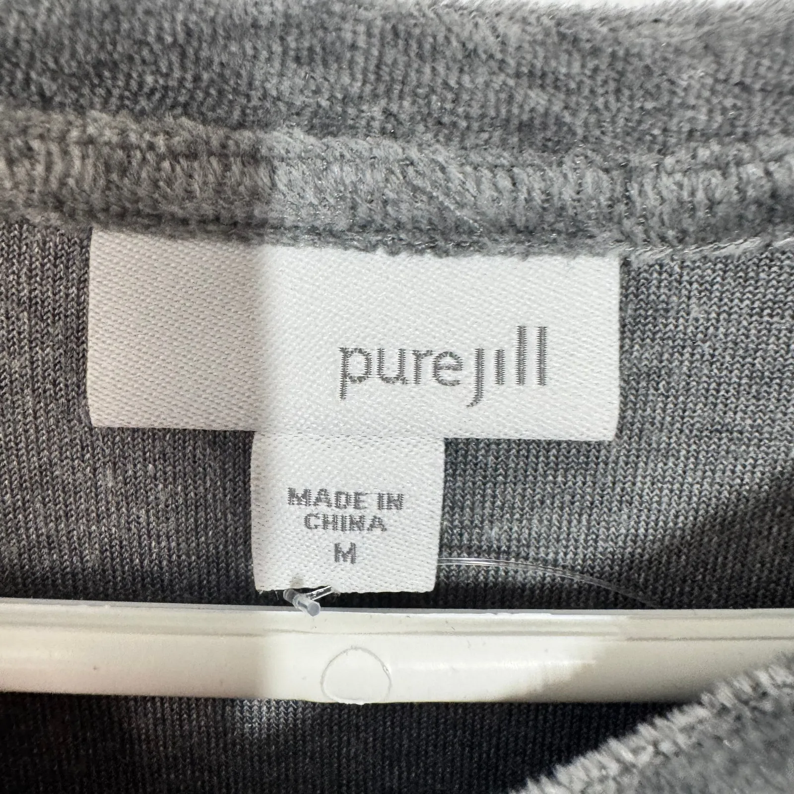 J.Jill Pure Jill Dress Women M Gray Velour Pima Cotton Blend Raglan Long Sleeve - Image 7