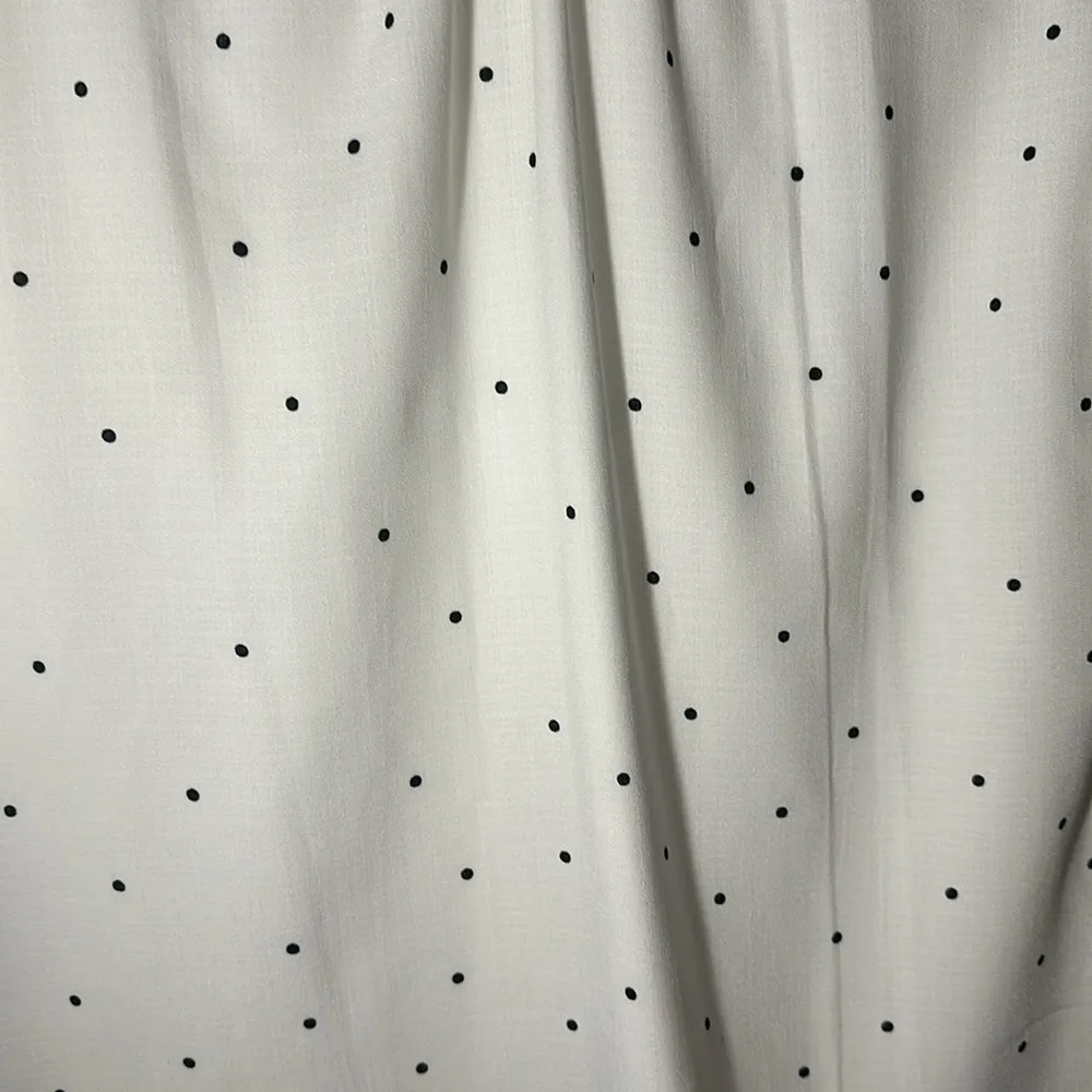 Mikarose Women Short sleeve top fully lined blue Polka dot Sz L New . - Image 3