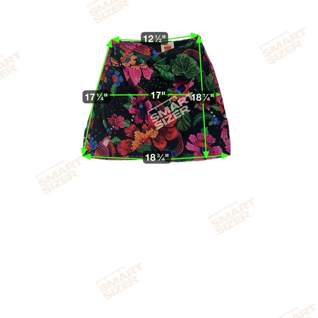 Farm Rio Blooming Garden Mini Skirt XS Twist Front Tropical Floral Print Green - Image 9