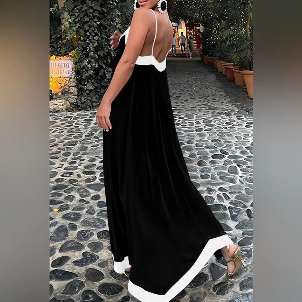 NEW Flowy Sleeveless Spaghetti Strap Elegant Wedding Party Maxi Dress L 12/14 - Image 2