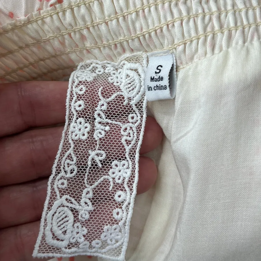 Sadie & Sage Polka Dot Milkmaid Maxi Dress Sz S Boho Cottagecore Ruffle Prairie Orange - Image 8