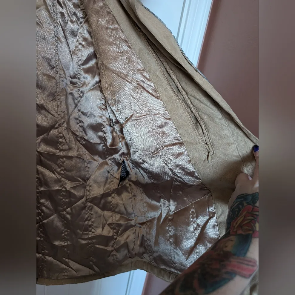 NILS Faux Fur Floral Embroidered Ski Jacket Women's 4 Light Tan/Brown Black - Image 7