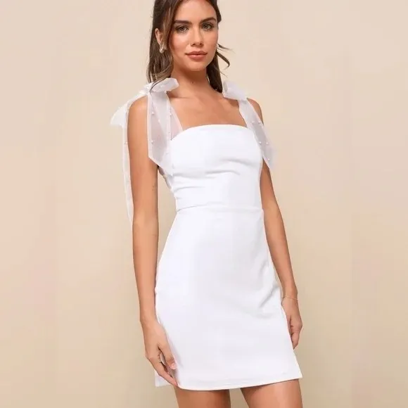 Lulus Beaming Perfection White Pearl Organza Tie - Image 10