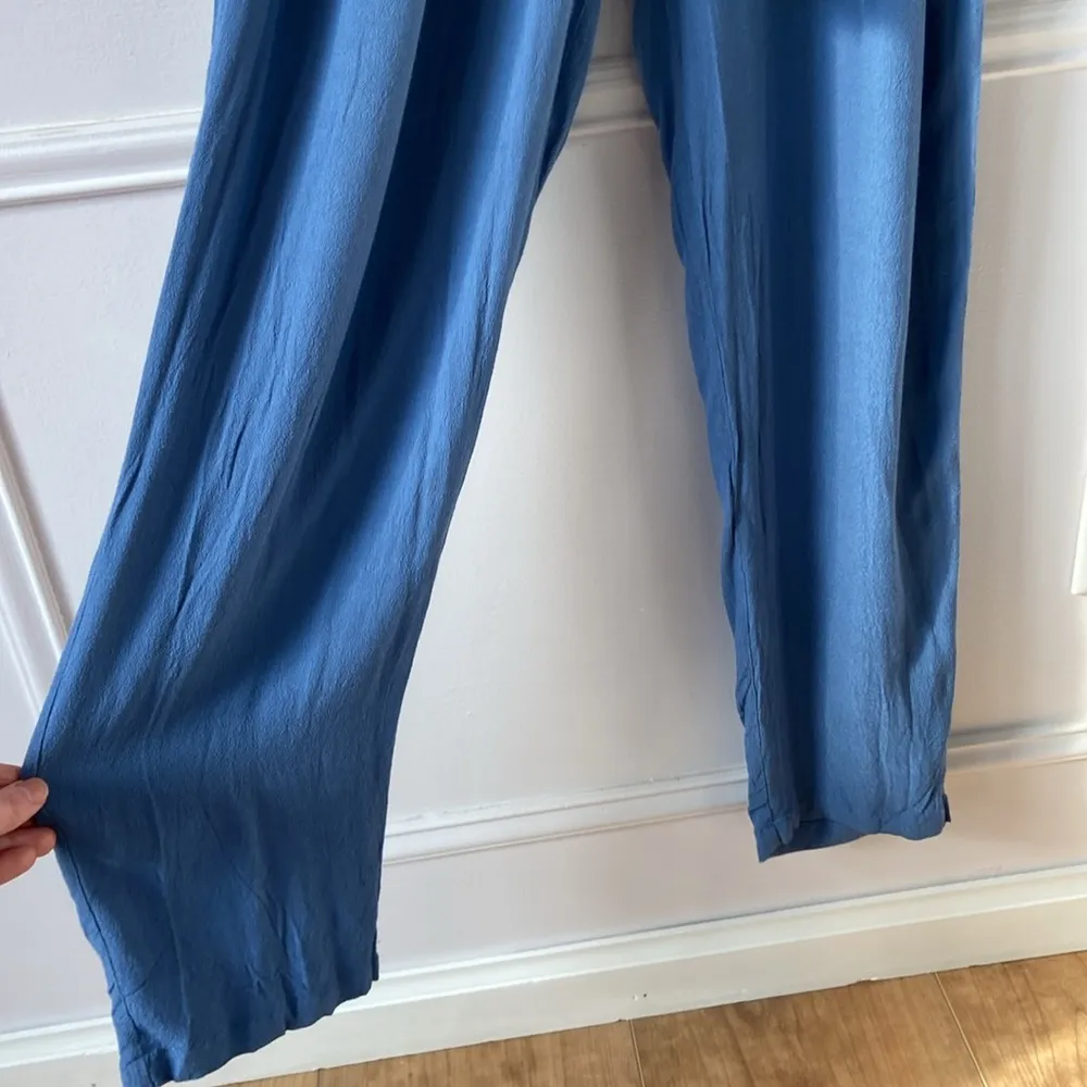 1.STATE Womens Tie-Waist Jumpsuit Light Blue Crepe Size Large Cap Sleeve - Image 7