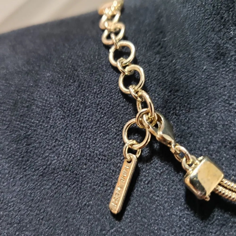 Nine West Women's Vintage Gold and Pink  Necklace with Rectangular Stones - Image 6