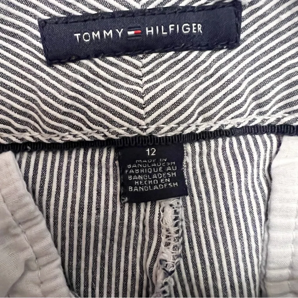 Tommy Hilfiger Striped Blue/White Bermuda Shorts Cotton Blend Size 12 - Image 8