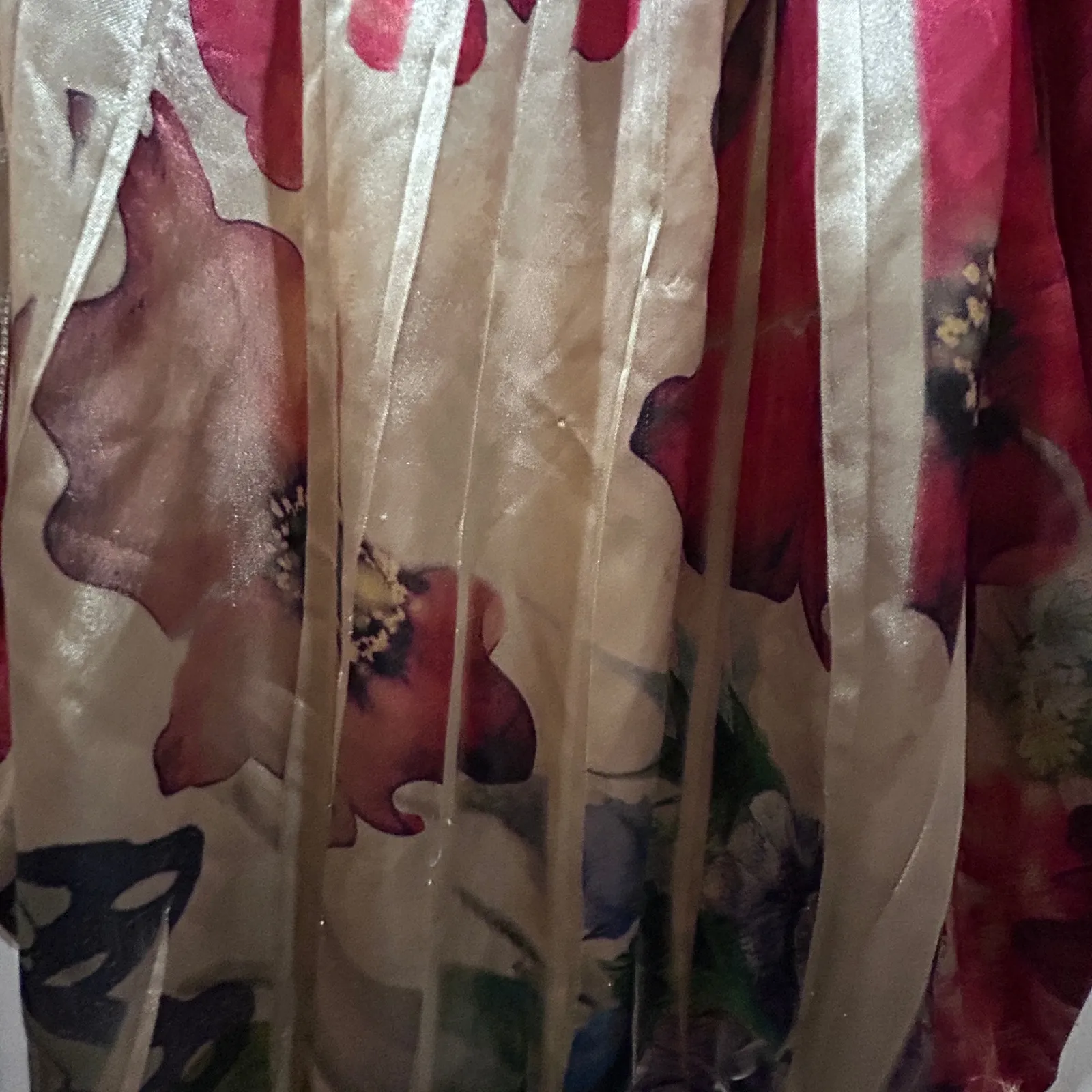 Elegant Butterfly Floral Off Shoulder Blouse Top Sheer Kimono Sleeve Small - Image 10