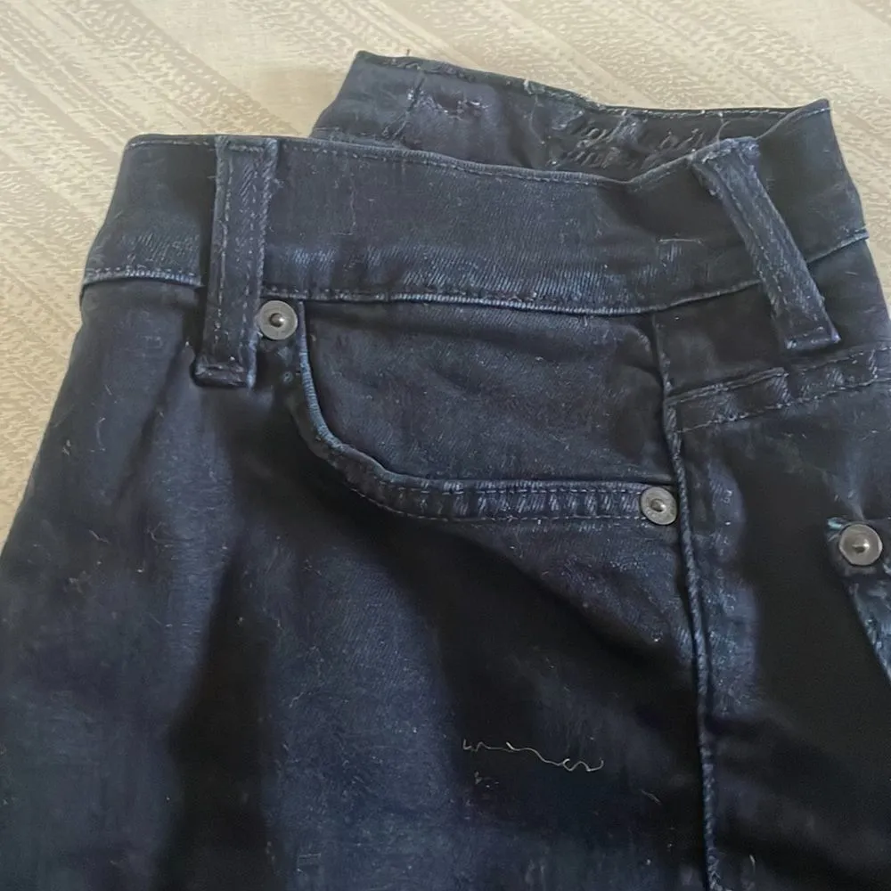 74AMK Women’s Dark Navy High Waist Straight Leg Jeans - Image 2