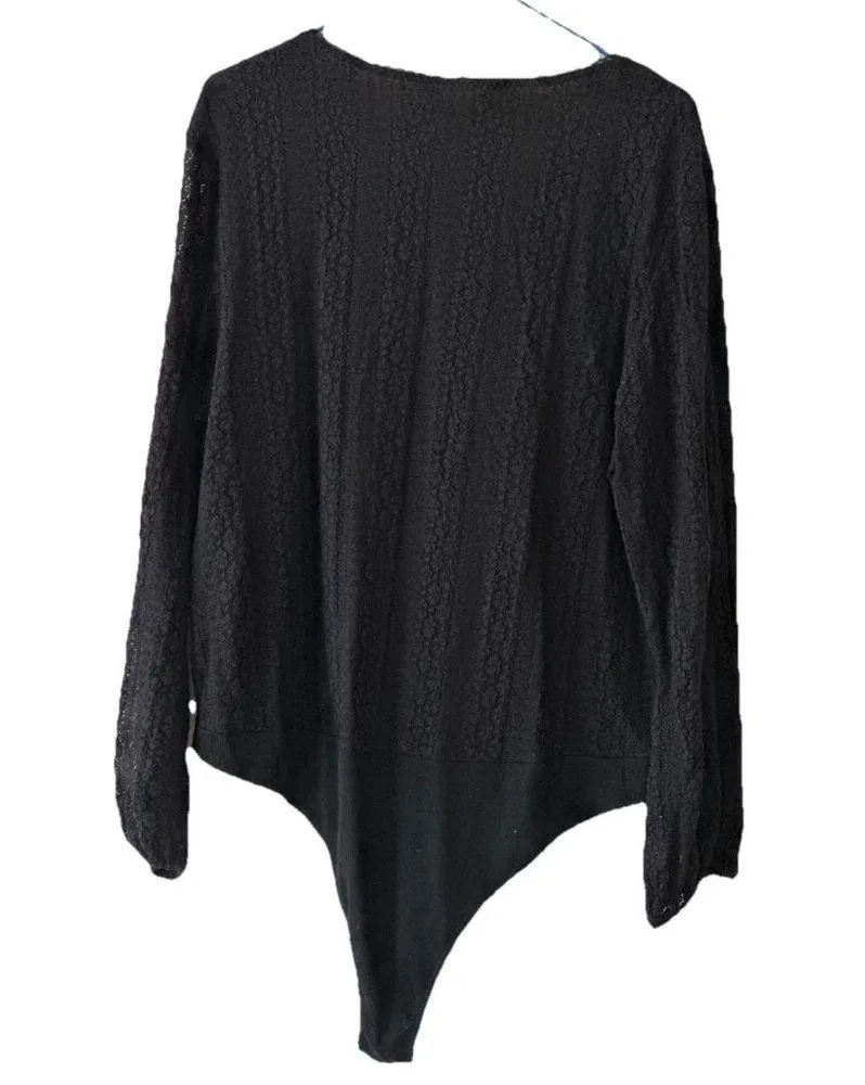 Honey Punch Women's V Neck Long Sleeve Black Lace Bodysuit Plus Sz 3X Whimsigoth - Image 2