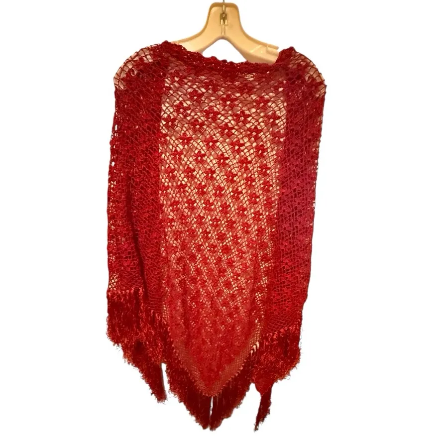 Vintage Red Sweater with Fringe Size M - Image 5