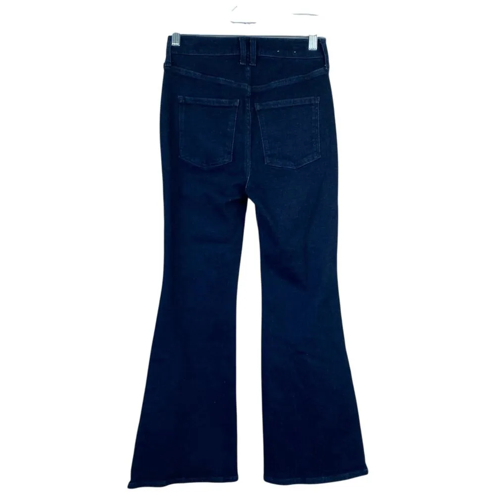 BODEN Mid Rise Slim Flare Jeans Size 27 Dark Wash Retro Wide Leg Stretch Denim Blue - Image 2