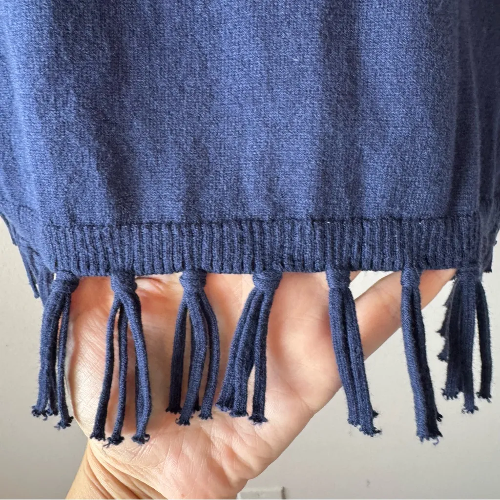 Lilly Pulitzer Women’s Ramona Fringe Sweater in Navy‎ Blue Gold Buttons Size XS - Image 7
