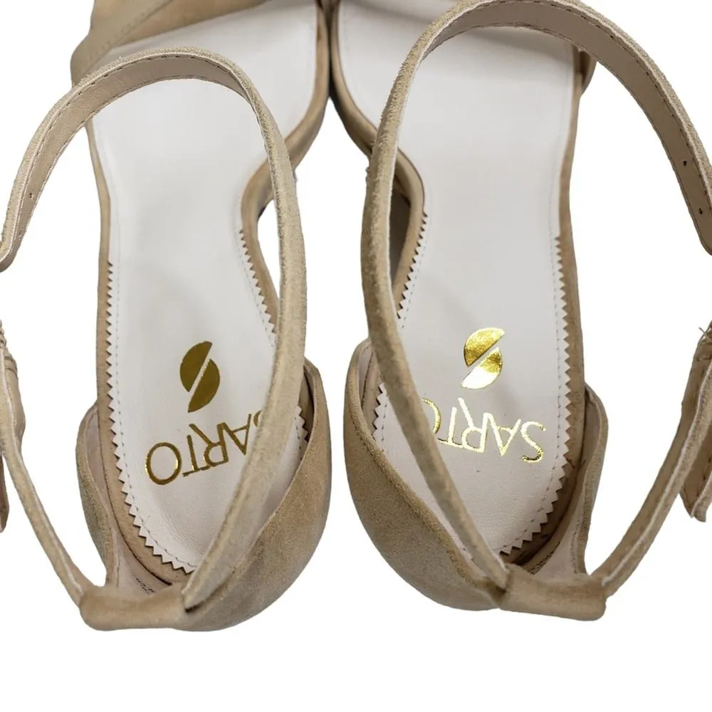 SARTO by Franco Sarto Womens 8 Dolores Ankle Strap Leather Sandal in Sand NEW Tan - Image 8