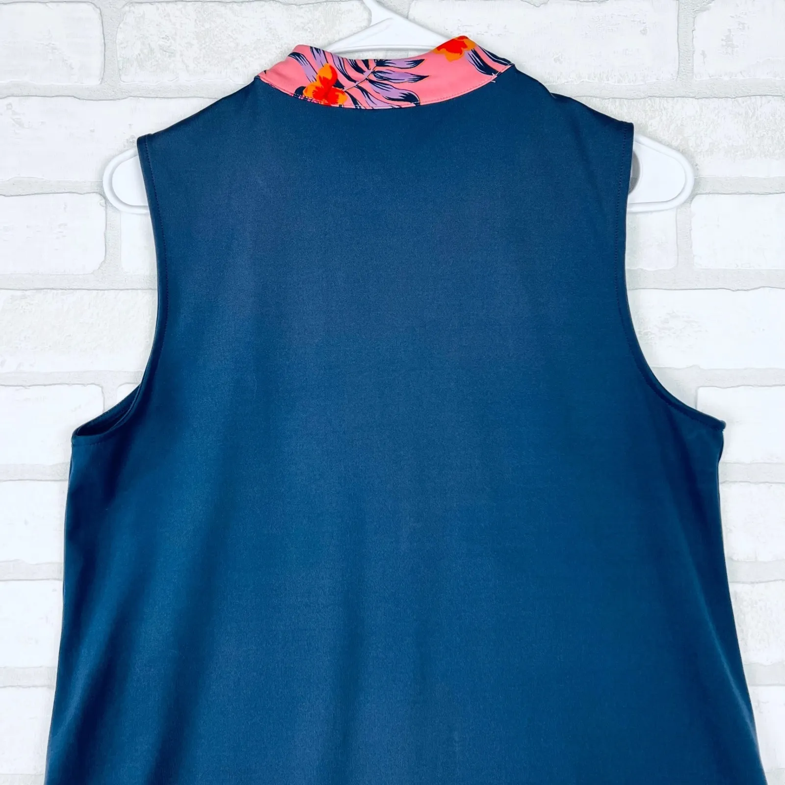 Tommy Bahama Grey Golf Dress Women's L Sleeveless Zip Tropical‎ Collar Pockets - Image 10