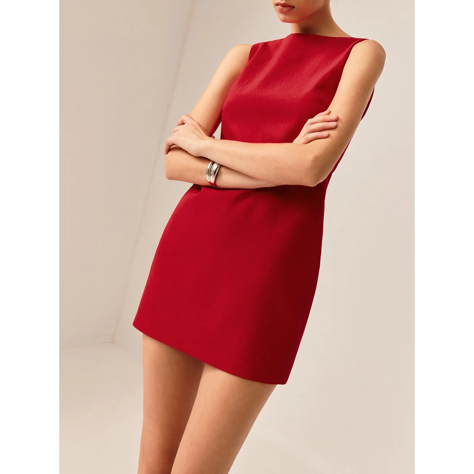 Commense Romantic Backless Cutout Minimalist Tank Dress Red Medium - Image 5