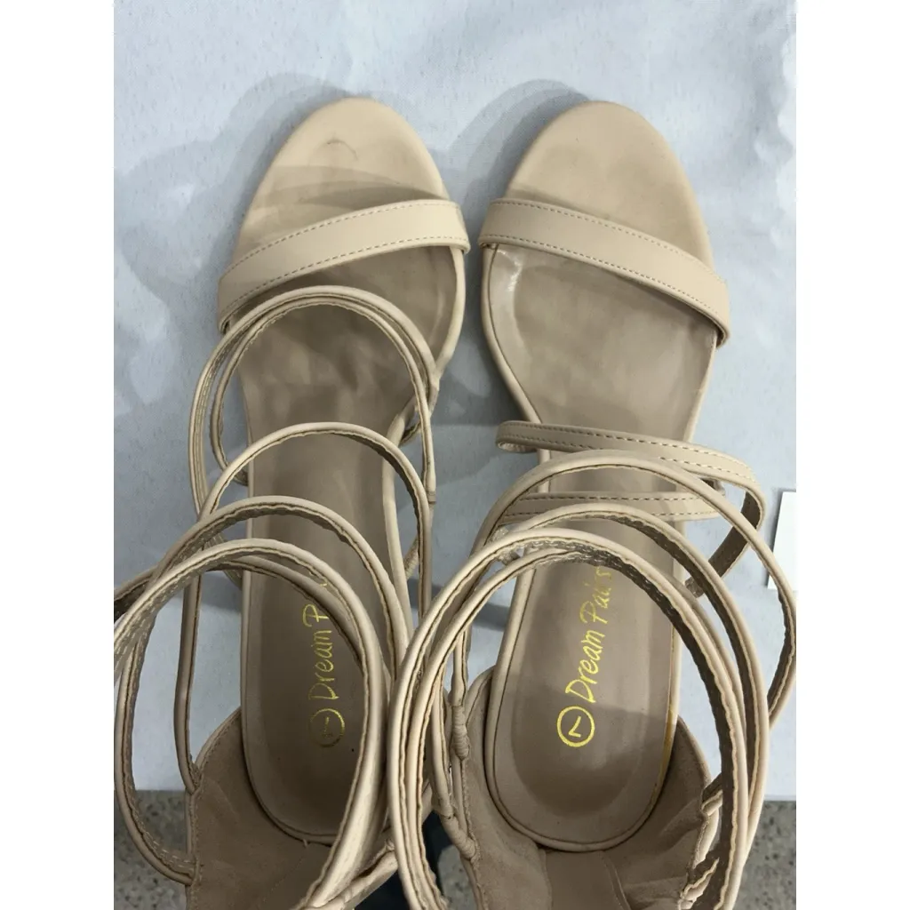Womans Dream Pairs Sandals 7 Nude Back Zip Strappy Open Toe Stilettos - Image 6
