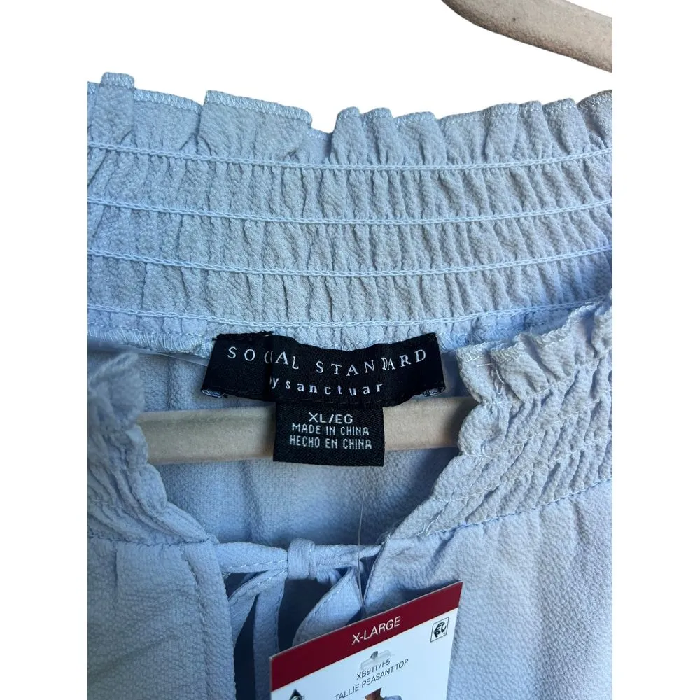 Social Standard by Sanctuary Tallie Long Sleeve Peasant Top (Seaspray, XL)‎ - Image 6