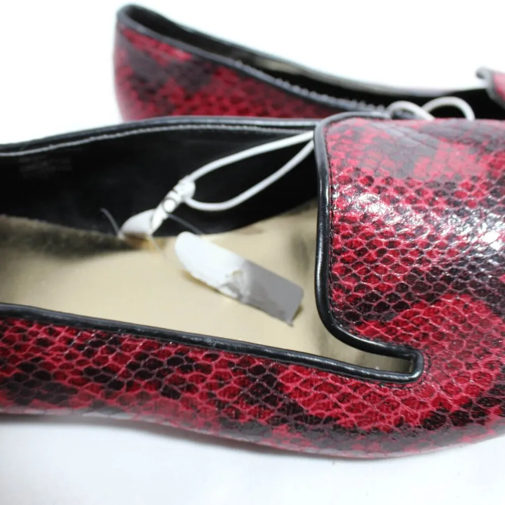 NWT Mossimo Burgundy & Black Snakeskin Loafer Flats Women's Size 8 1/2 Red - Image 6