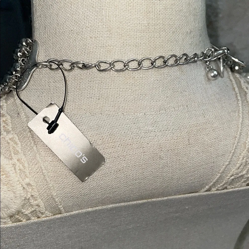 NWT $69 Elegant Silver Beaded Necklace - Image 2