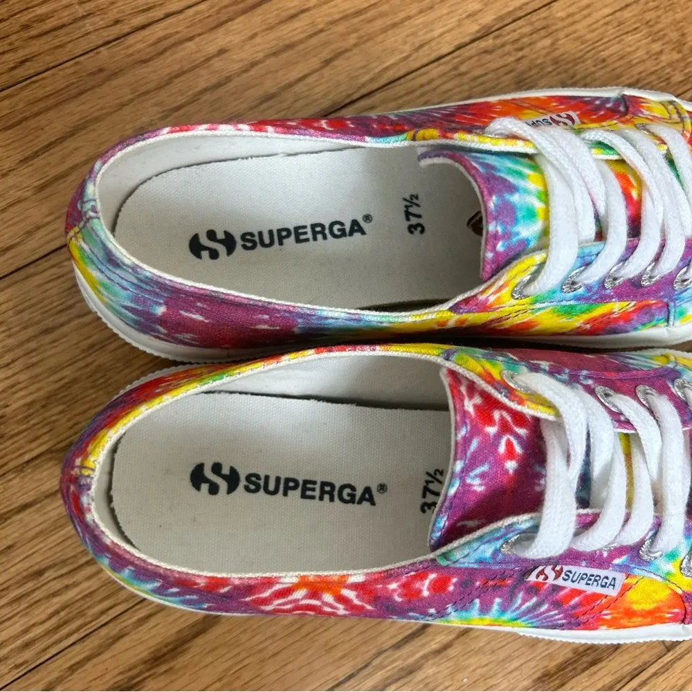 Superga 2750 Fabric FanTiedyew Rainbow Tie Dye Canvas Sneakers NWOT Size 7 - Image 7