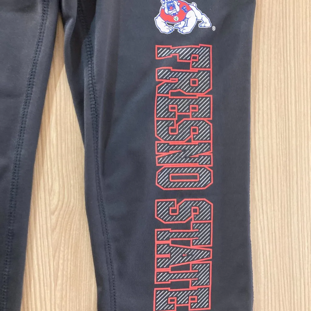 Fresno State Bulldogs Leggings Womens Small 3/5 Russell Gray with Red Waistband - Image 2