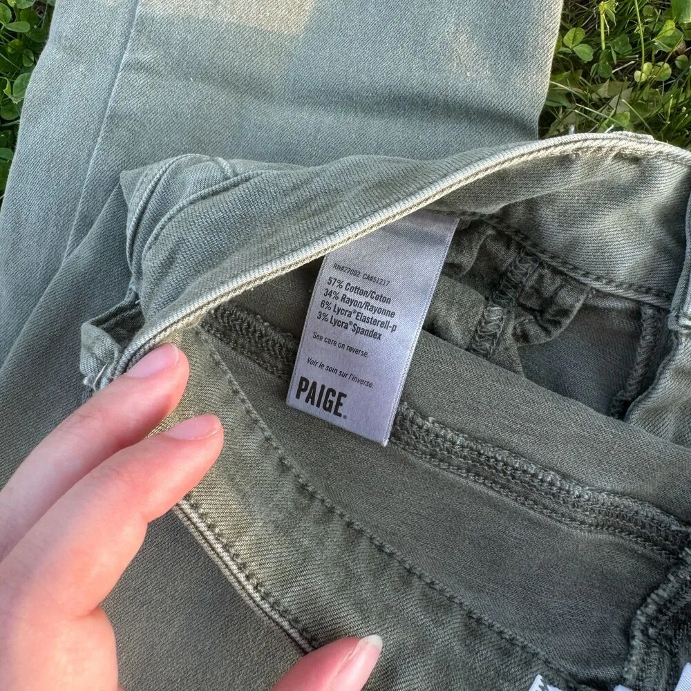 Paige Cargo Slim Leg Jean - Washed Khaki - Image 8