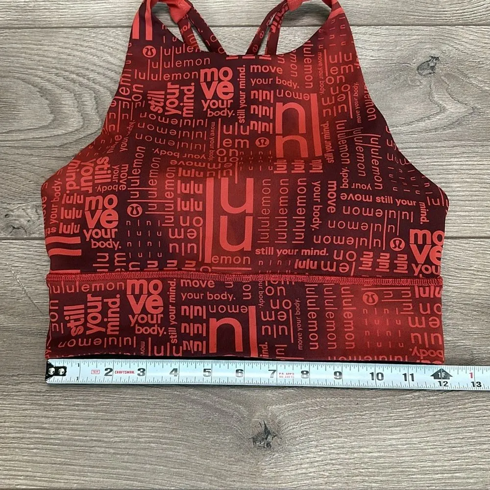 Lululemon Energy High Neck Longline Medium Support Sports Bra Ombre Red Multi 6 - Image 6