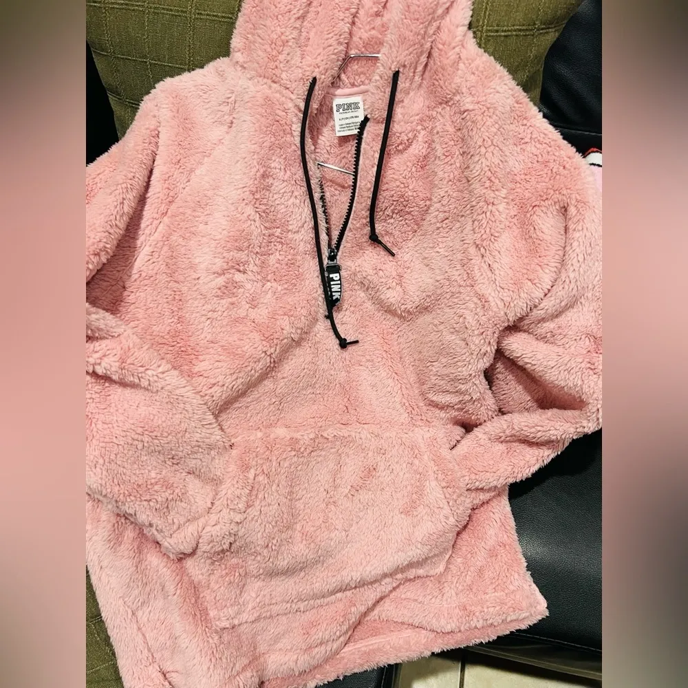 Victoria's Secret PINK Teddy Half Zip Pullover Hoodie pink color size  S - Image 6