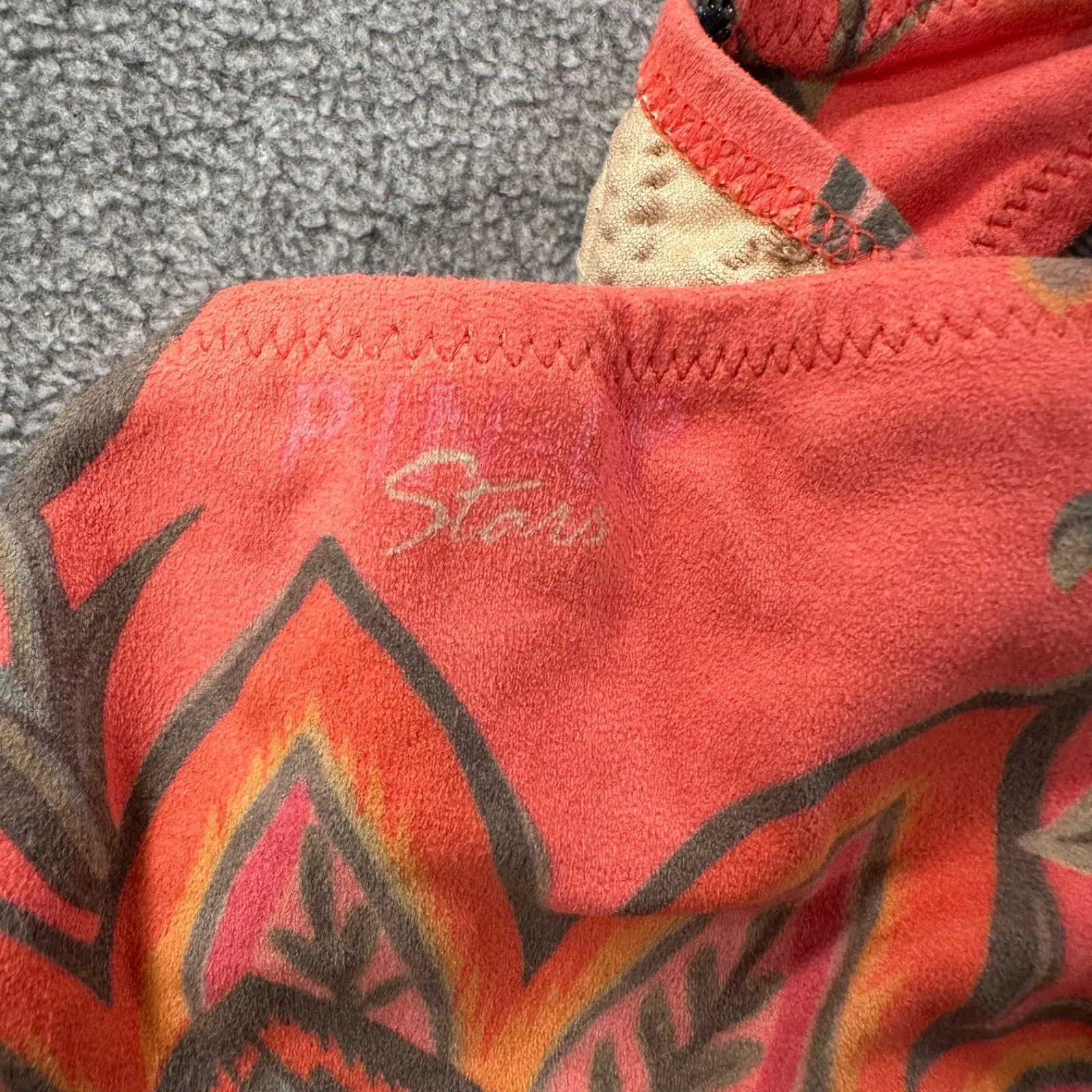 Pin Up Stars Beaded Pineapple String Bikini Womens Large Braided Coral Faux Sued Orange - Image 9