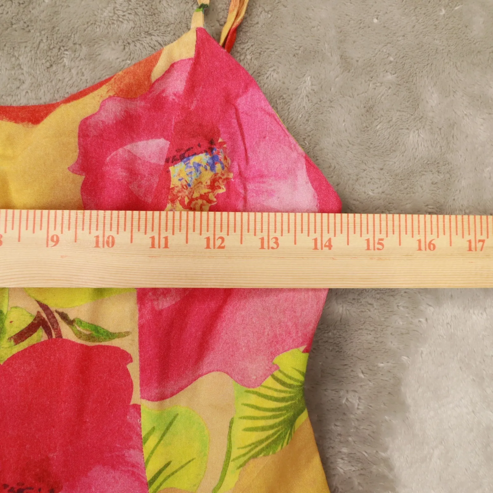 Farm Rio Pink Yellow Floral Print Spaghettis Strap Mini Dress size Small - Image 5